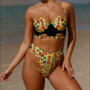Yellowi African Print Cut out High Waist Swimsuit